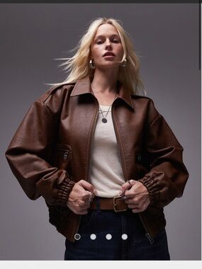 Topshop brown oversized bomber jacket